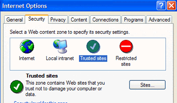 ie trusted zone
