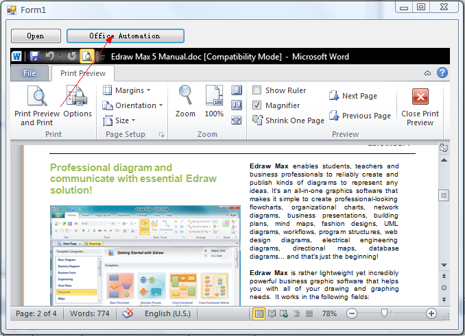 esegui automazione di office