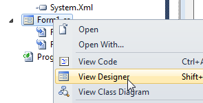 Switch to the Form design window