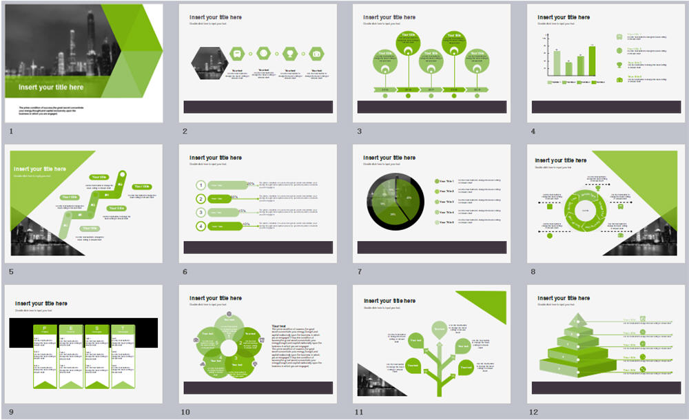  Modello PowerPoint business verde