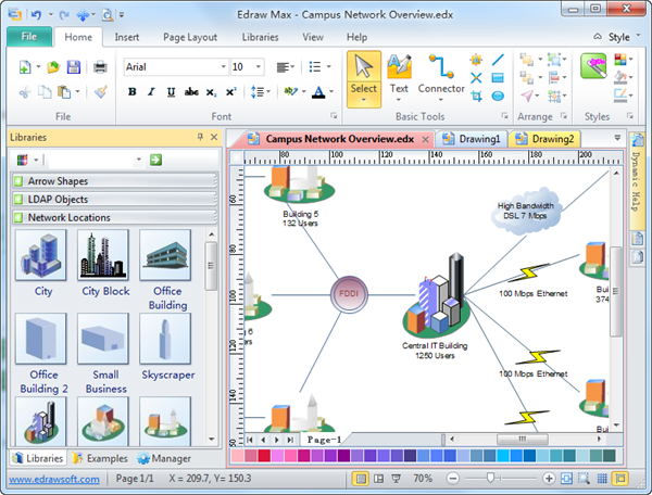 Software de diagrama de ubicación de red