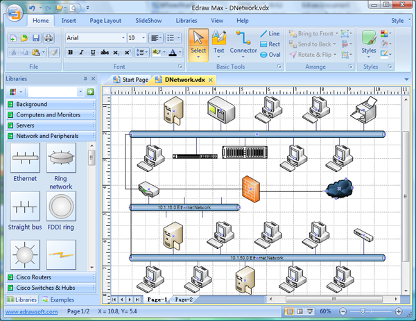 Visio Detail Network Topology Diagram