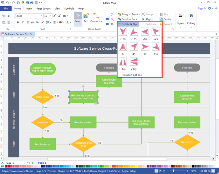 ruotare le forme dei file visio