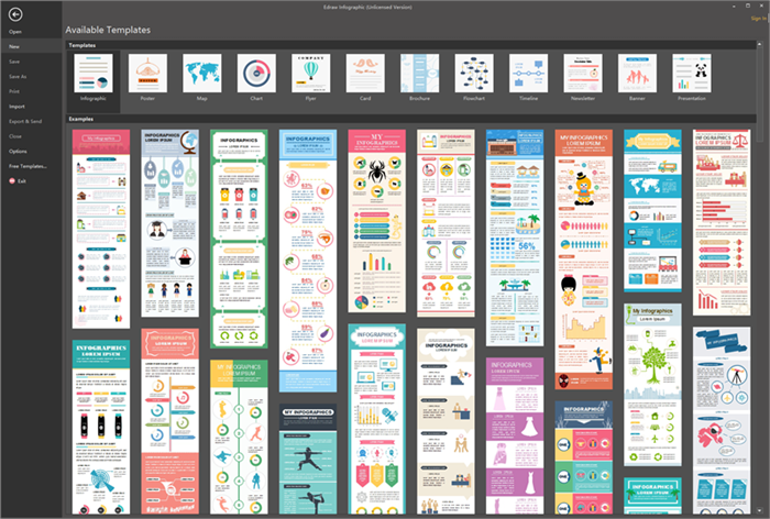 Integrierte Vorlagen für Infografiken