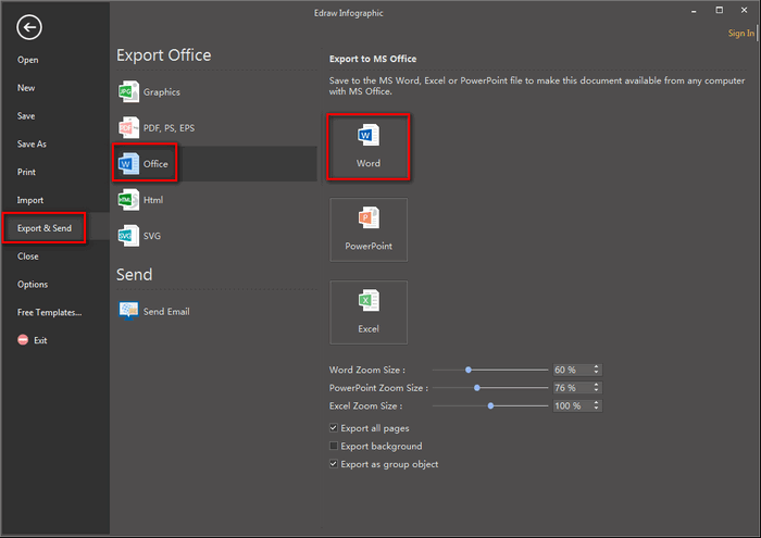 Infografiken in MS Word exportieren