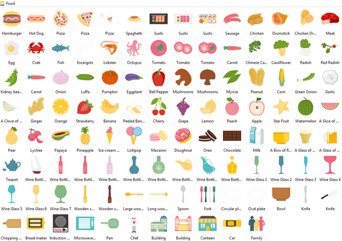 Elementi infografici sugli alimenti