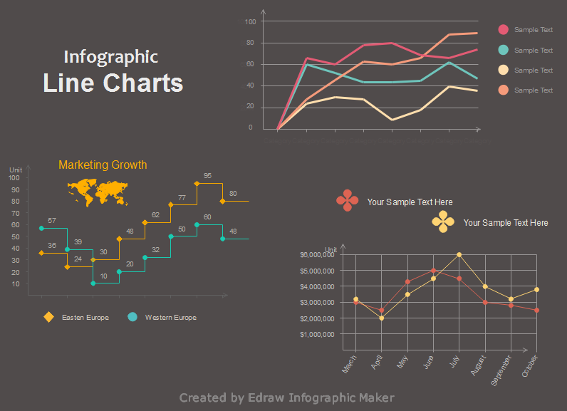 Gráfico de Linhas de infográfico vetorial