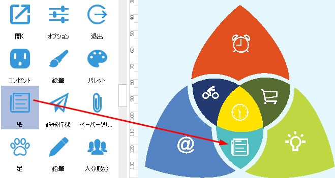 ベン図にクリップアートを追加する