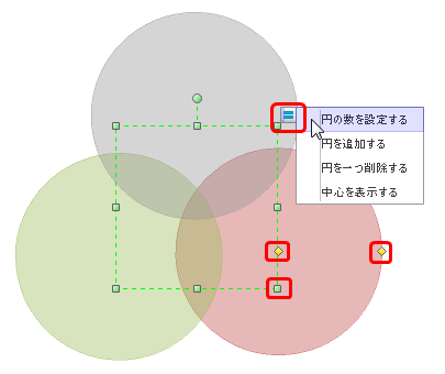 ベン図の輪を追加/削除する