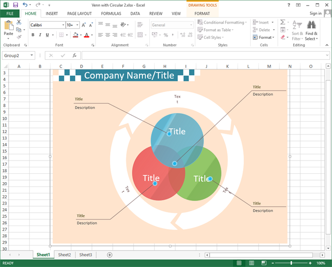 無料のベン図テンプレート Excel