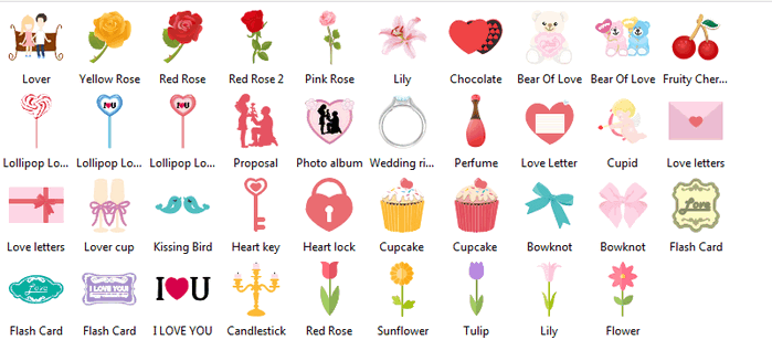 Valentines Day Card Symbols