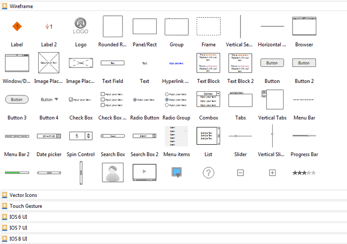 Simboli del diagramma Wireframe