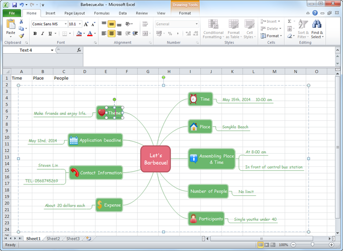 Crea mappa mentale per Excel