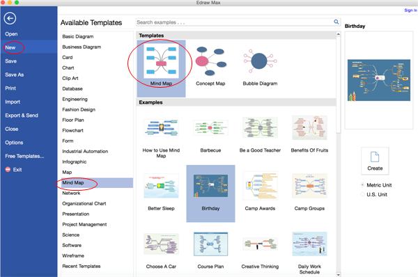 Open Visio Mind Map Drawing Page