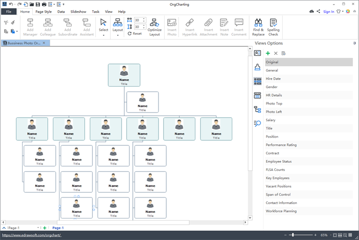 Edraw OrgCharting User Interface