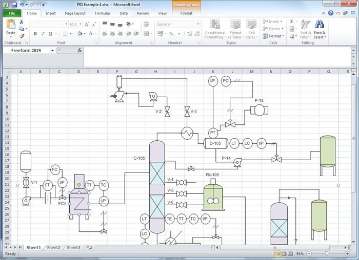 Crear diagrama de P&ID para Excel