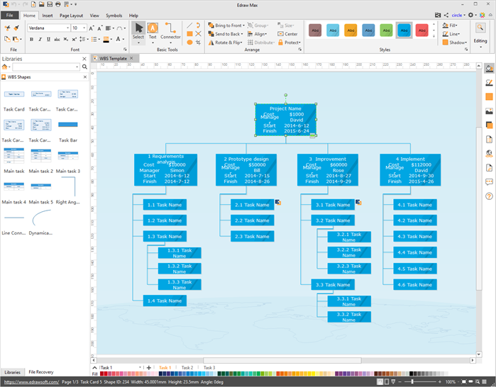 Software de diagrama WBS Edraw Max