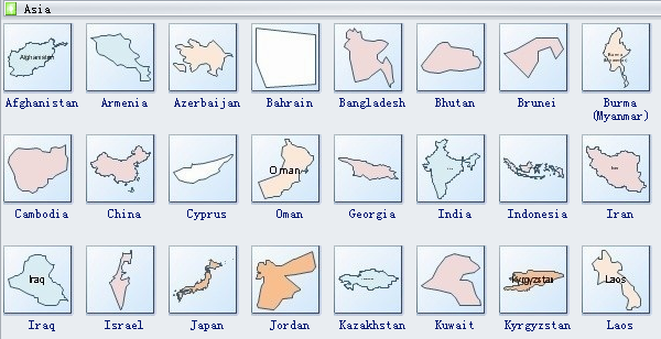 Asia Geo Map Symbols