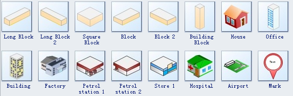 Símbolos de un mapa de direcciones 3D 2