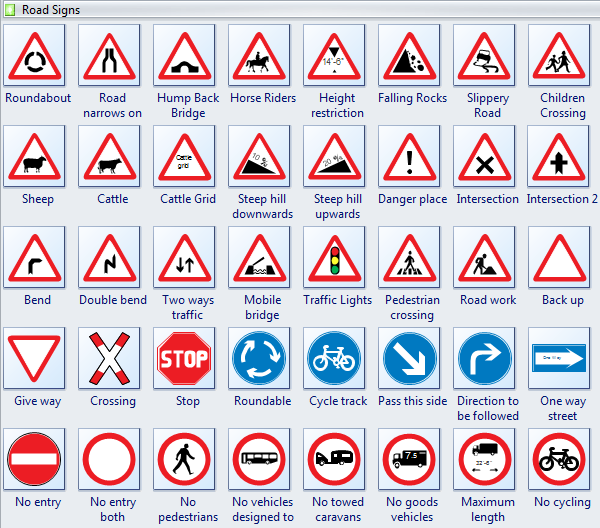 Symboles des cartes directionnelles