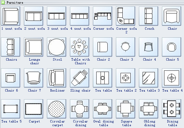 Grundrissdesign-Symbole-Möbel