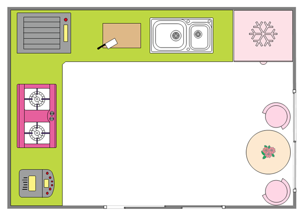 Ejemplo de plano de planta de cocina