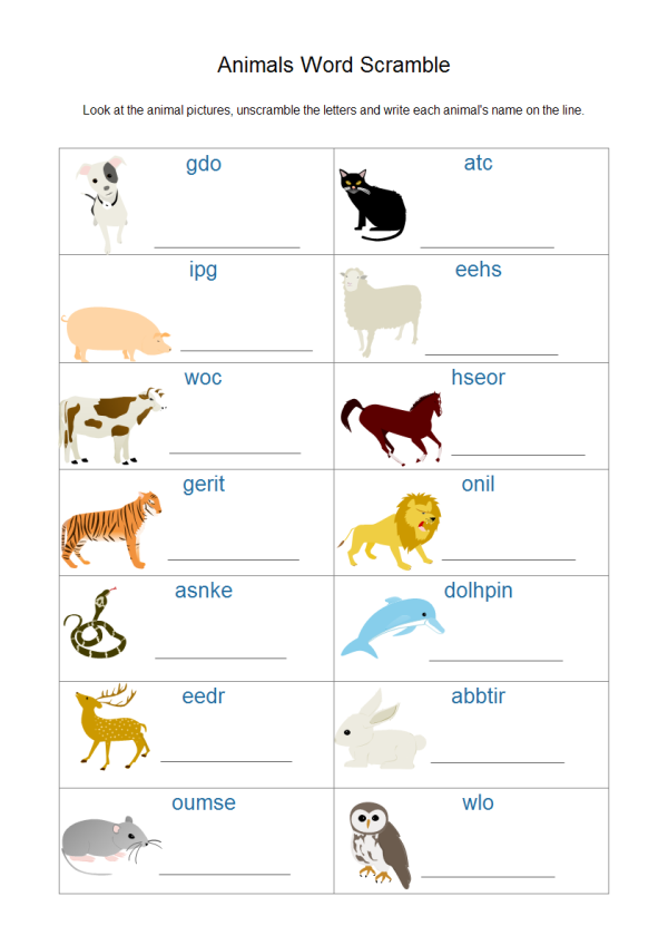 Animal Worksheet Template