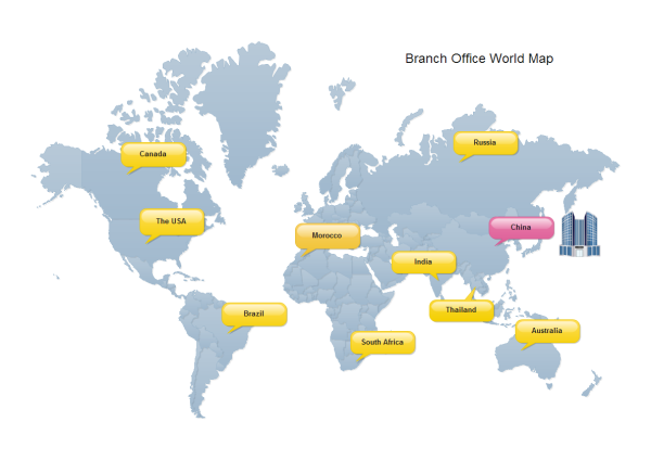 Branch Office World Map Template