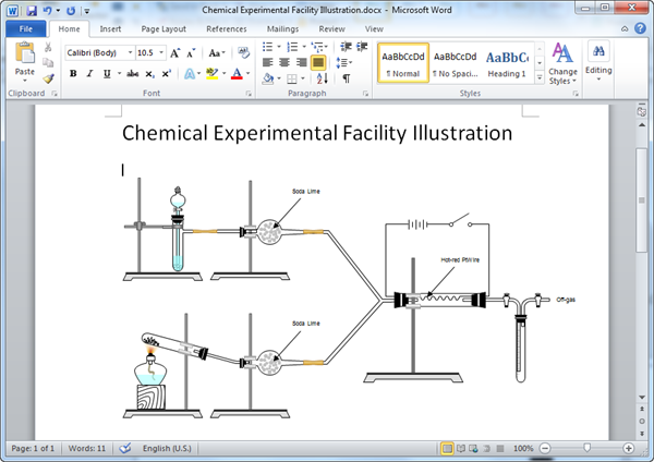 Plantilla de diagrama de experimento químico en Word