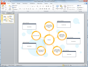 Plantilla PowerPoint de diagrama de círculos y radios