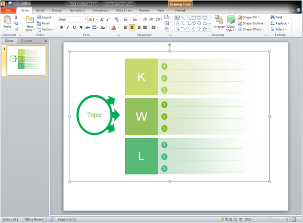 PowerPoint Graphic Organizer Vorlage