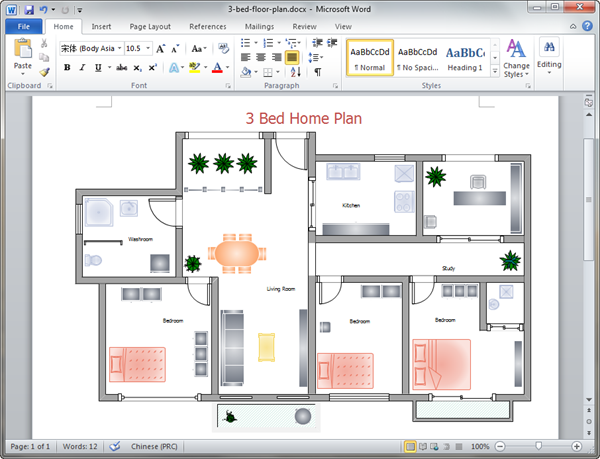 Modèle de plan de maison au format Word