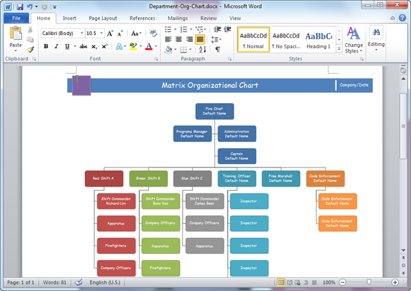 Organizational Chart In Word