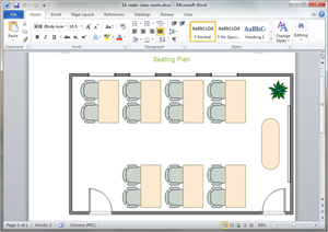 Exemple de plan de salle sous Word