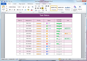 Word Status Table Template