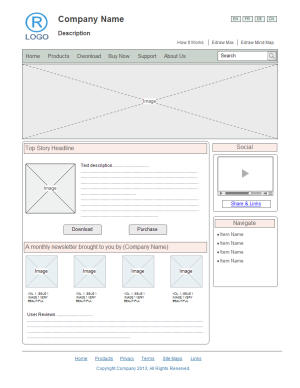 Modello di wireframe per sito web Edraw