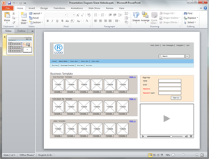 Modello di wireframe per sito web in PowerPoint