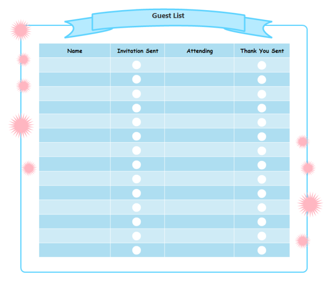 Birthday Party Guest List | Free Birthday Party Guest List Templates