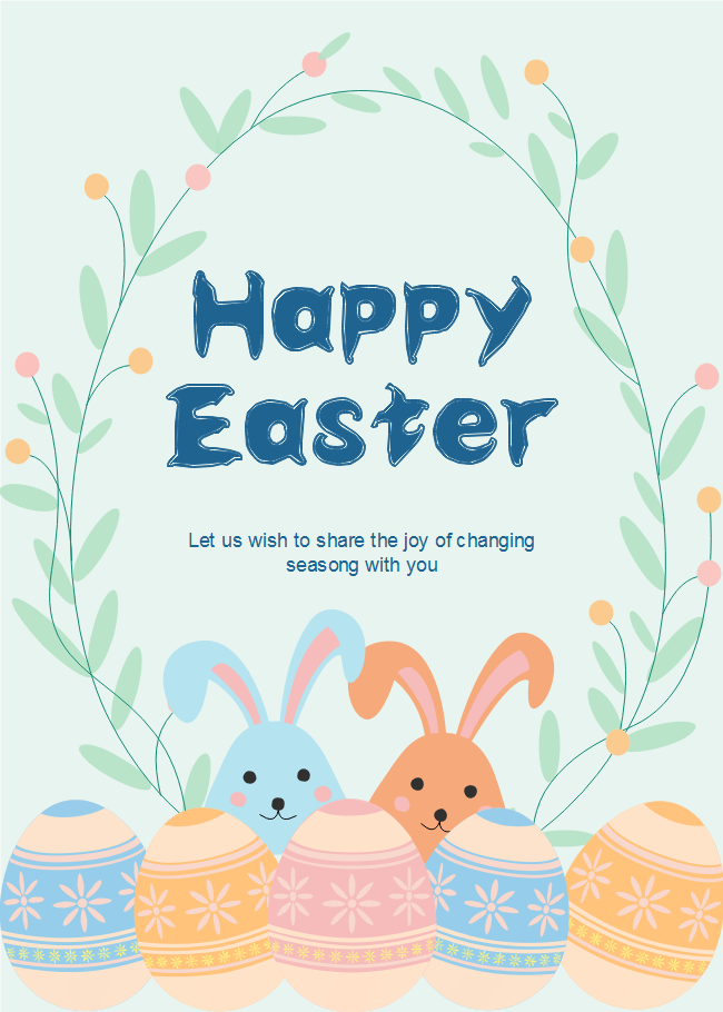 Bunnies And Eggs Easter Day Card