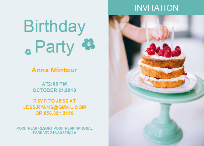 Cake Birthday Invitation Card