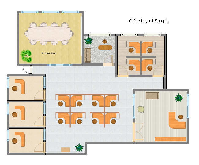 farbiges Büro-Layout