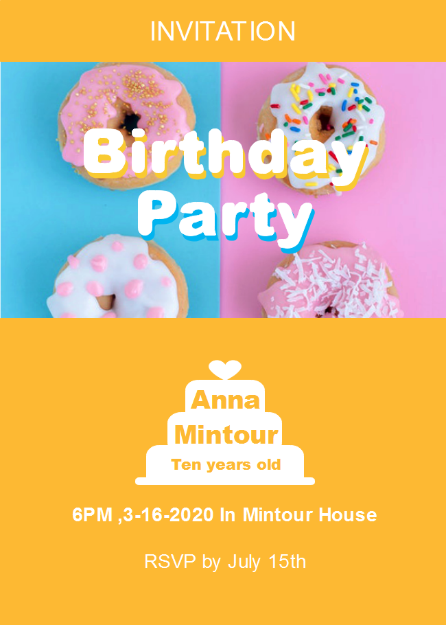 Donut Birthday Party Invitation