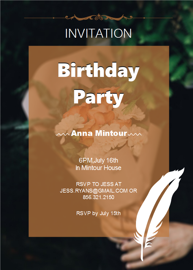 Elegant Birthday Party Invitation Card