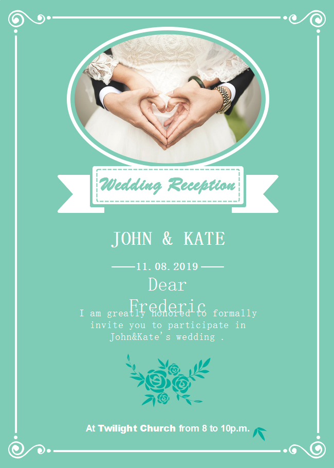 Green Wedding Invitation Card