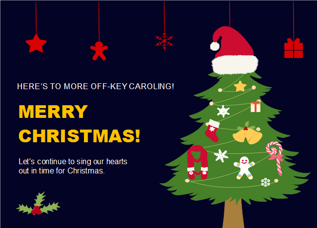 Cartão de Natal com Árvore e Gorro