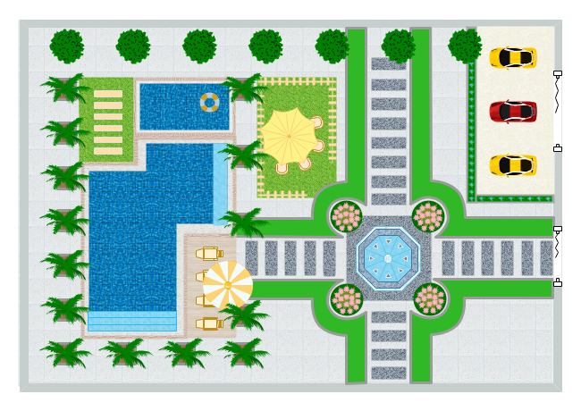 plano de diseño del jardín de la casa