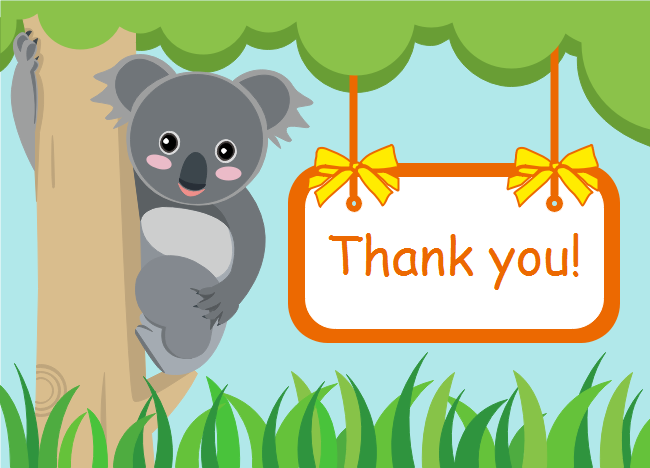 Carte de remerciement Ours Koala