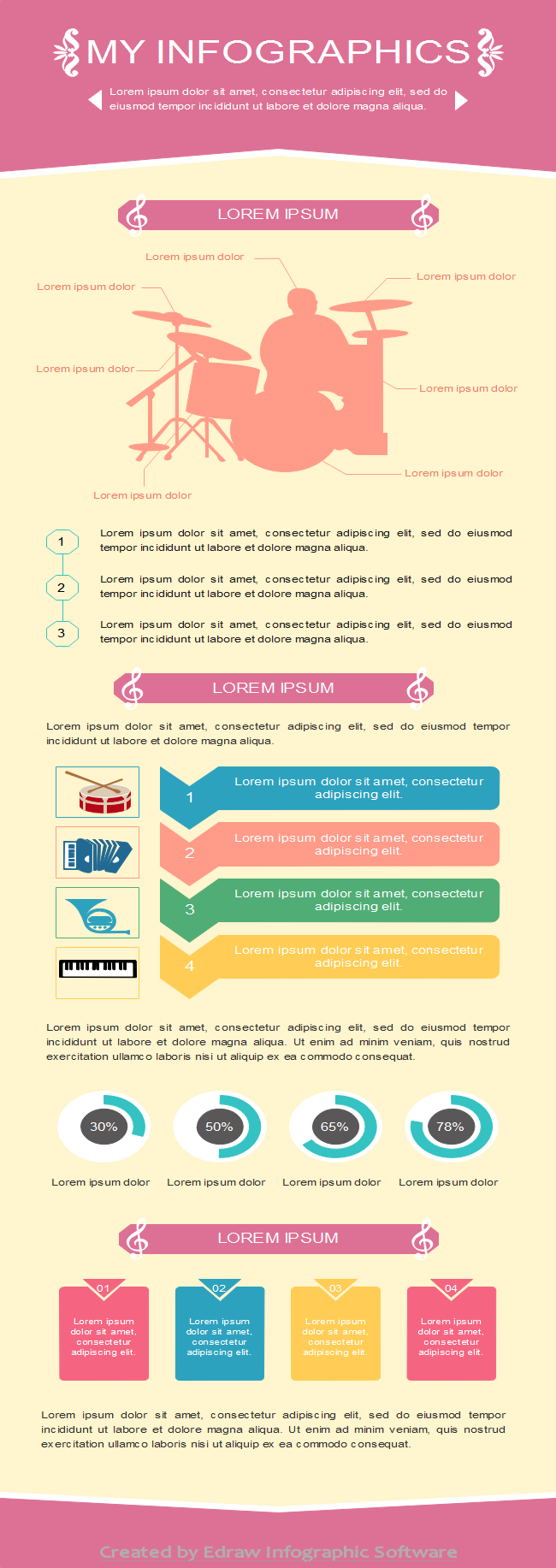 Modello di infografica spettacolo musicale