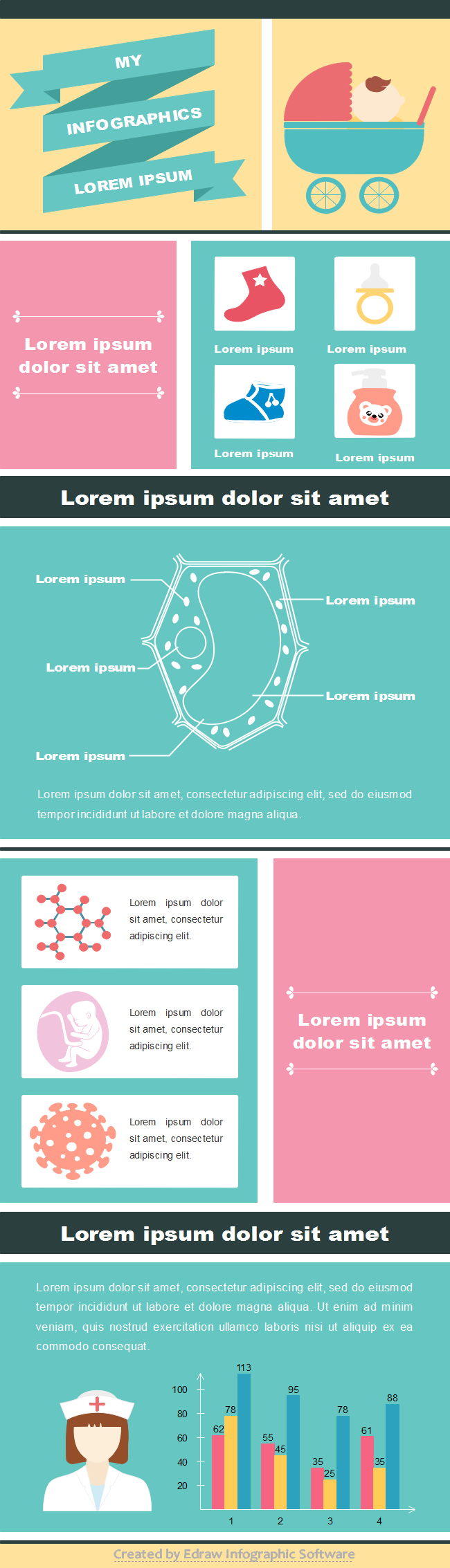 Modello di infografica per neonati