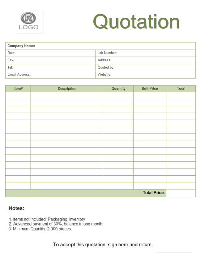 Quotation Templates In Excel